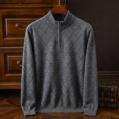 Merino Wool Quarter Zip Sweater - 
Fashinoza