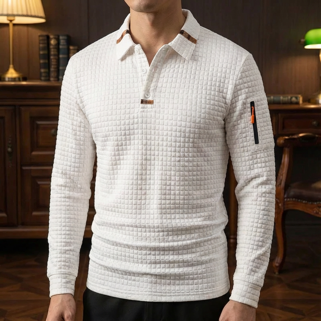 Portofino Men's Waffle Knit Polo Shirt - 
Fashinoza