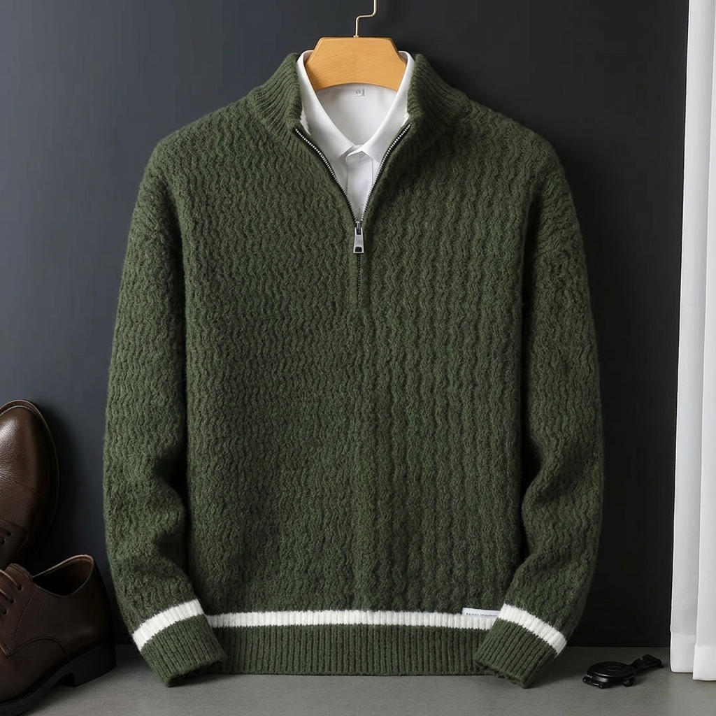 Merino Wool Knit Pullover Sweater - 
Fashinoza