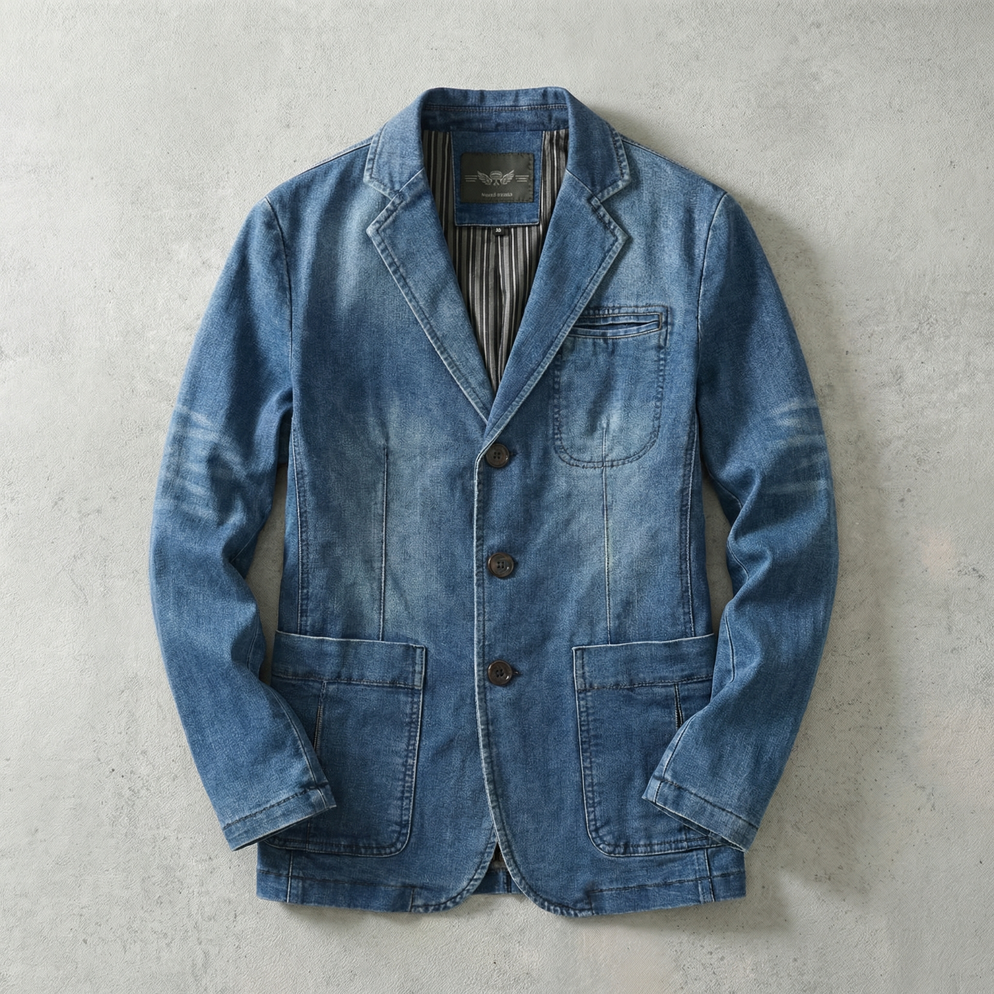Denim Tailored Blazer - 
Fashinoza