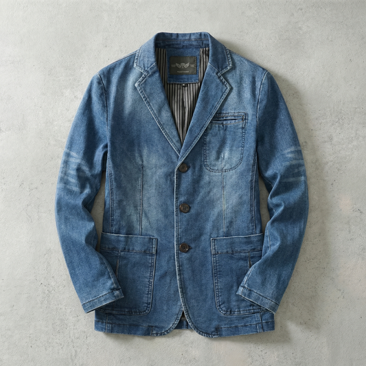 Denim Tailored Blazer - 
Fashinoza