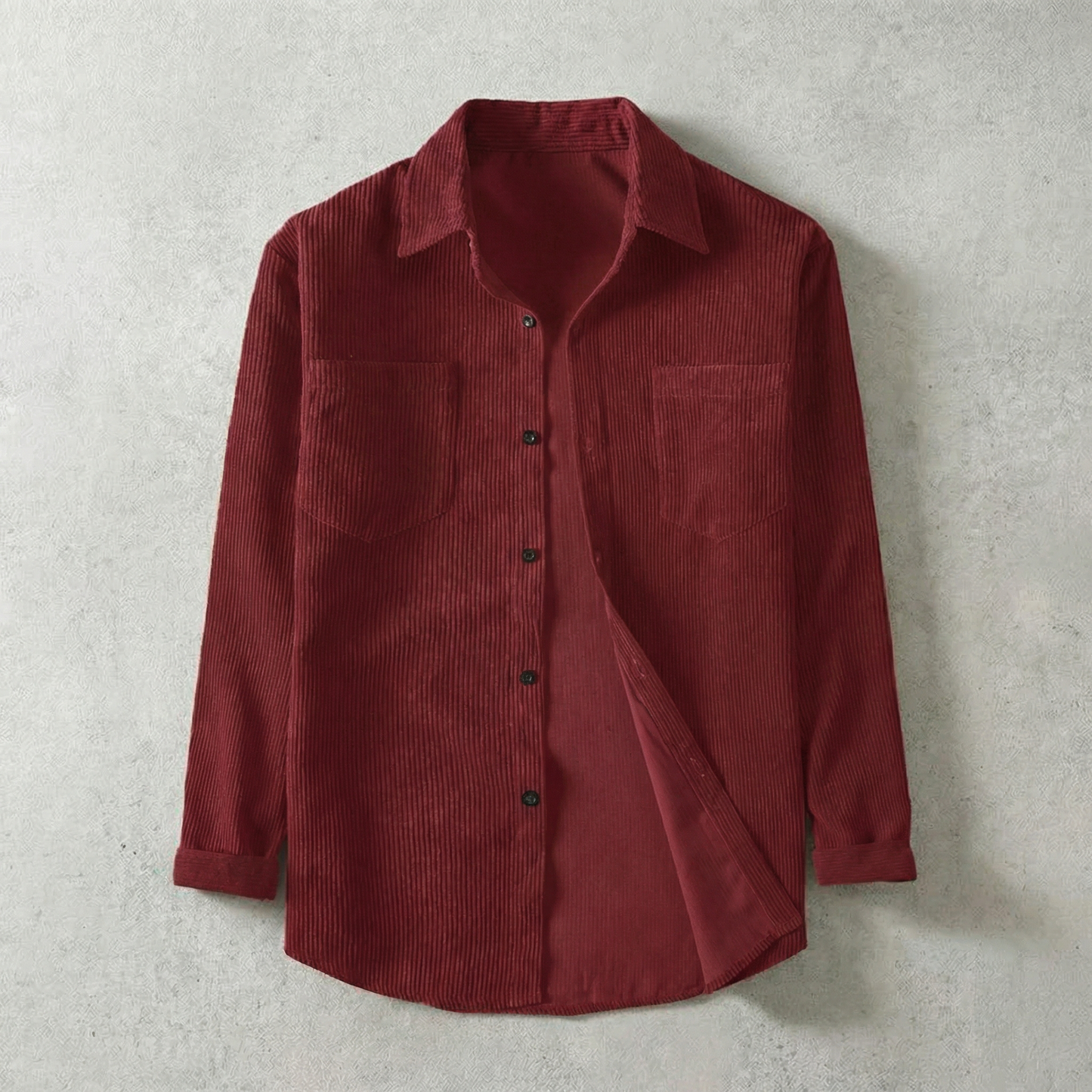 Men's Corduroy Shirt With Lapel - 
Fashinoza