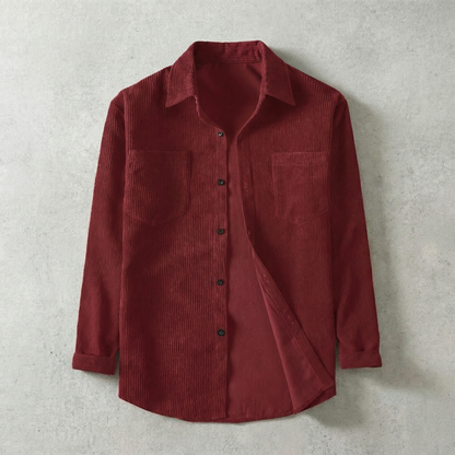 Men's Corduroy Shirt With Lapel - 
Fashinoza