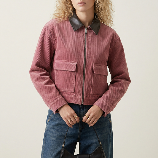 Corduroy Zipper Jacket - 
Fashinoza