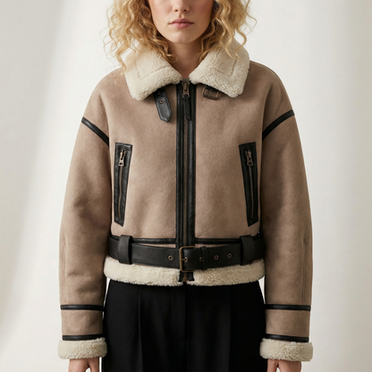 Women's Faux Leather Fur Jacket - 
Fashinoza