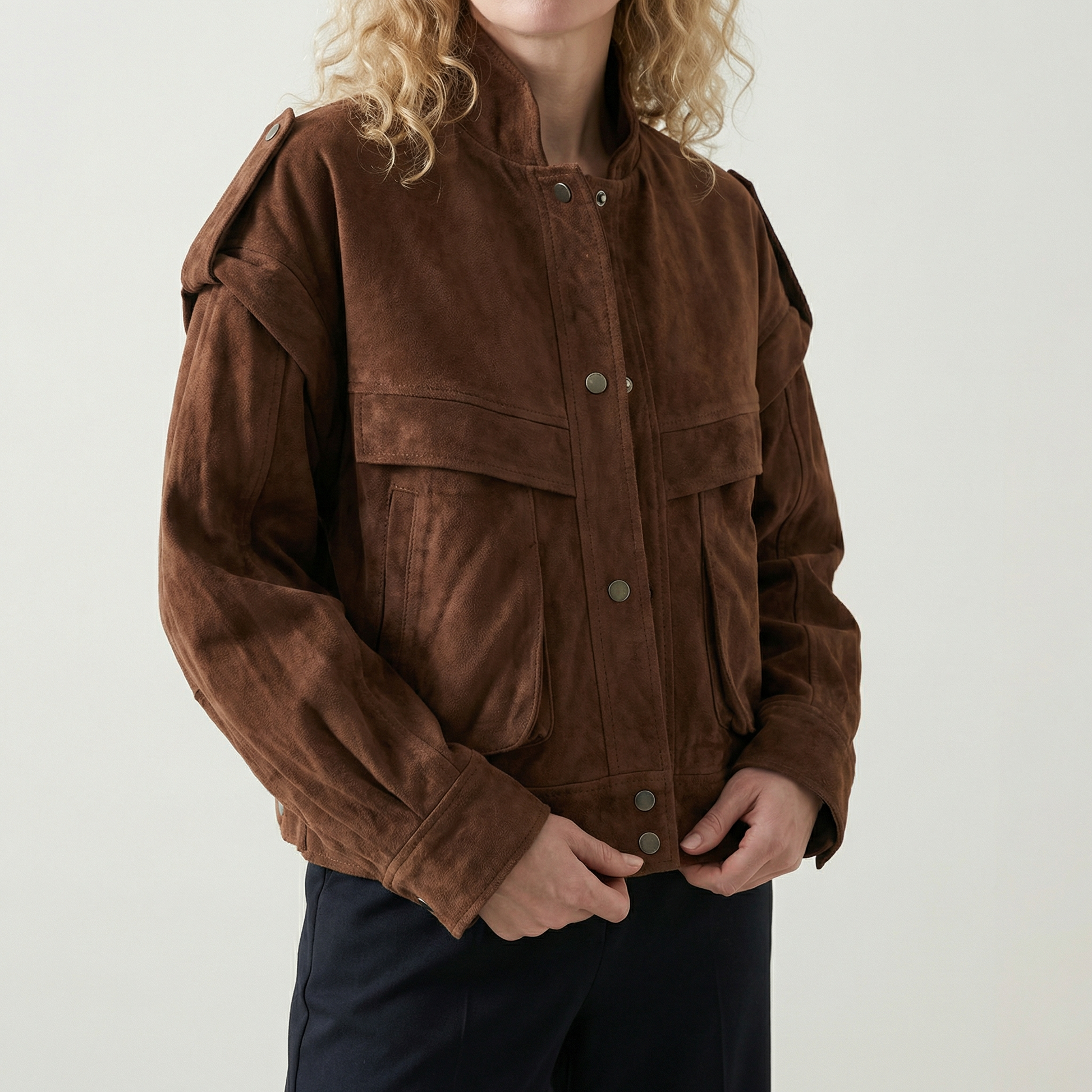 Women's Suede Fleece Jacket - 
Fashinoza