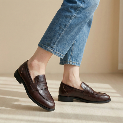 Women's Leather Loafers - 
Fashinoza