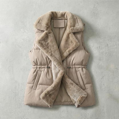 Faux Fur Quilted Vest - 
Fashinoza