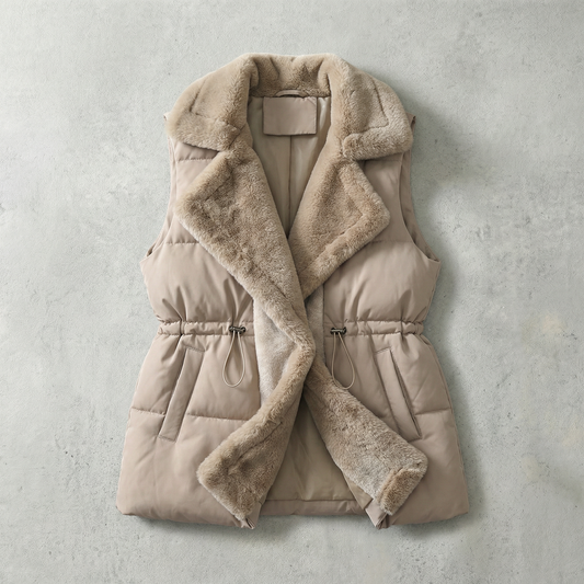 Faux Fur Quilted Vest - 
Fashinoza