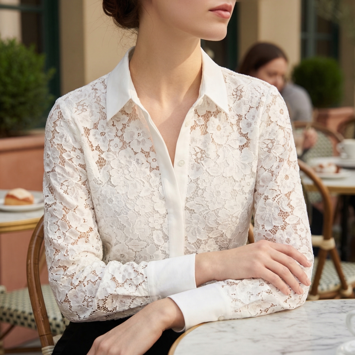 Women's Lace Hollow Out Blouse - 
Fashinoza