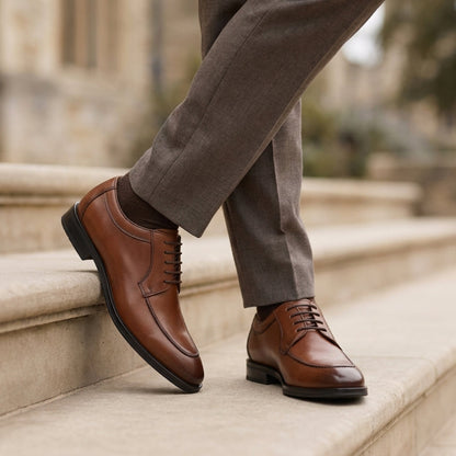 Men's Oxford Dress Shoes Grey Leather - 
Fashinoza