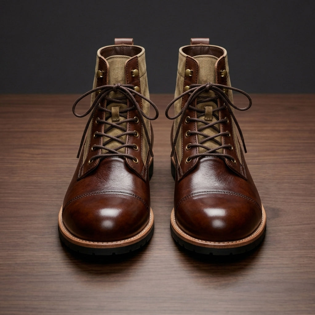Men's Ankle Boots Leather Brown - 
Fashinoza