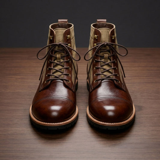 Men's Ankle Boots Leather Brown - 
Fashinoza