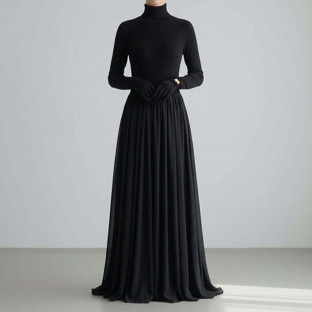 Women's Turtleneck Dress - 
Fashinoza