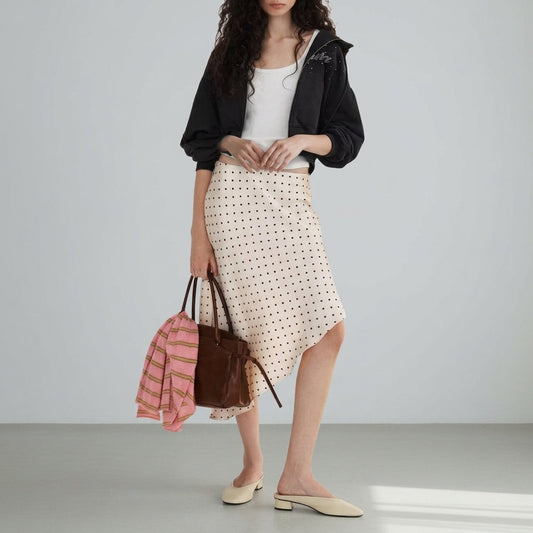 Women's Asymmetric Polka Dot Skirt - 
Fashinoza