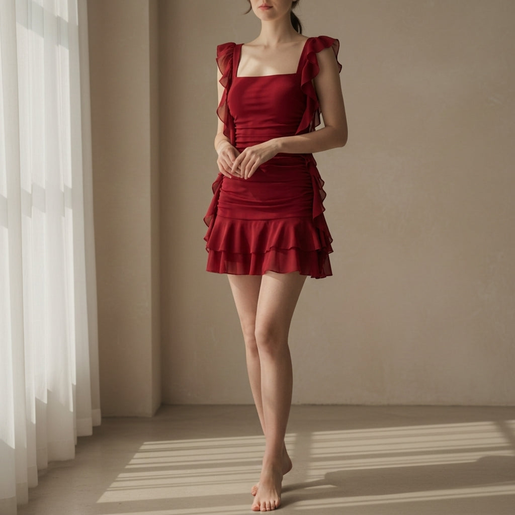 Women's Ruffle Edge Dress - 
Fashinoza