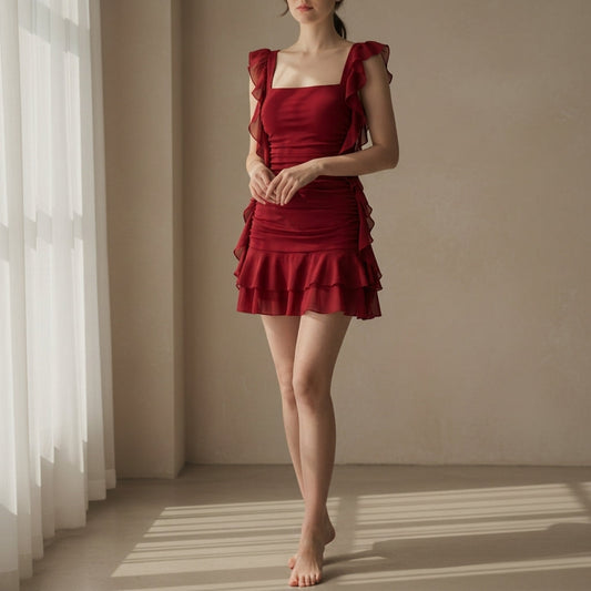 Women's Ruffle Edge Dress - 
Fashinoza