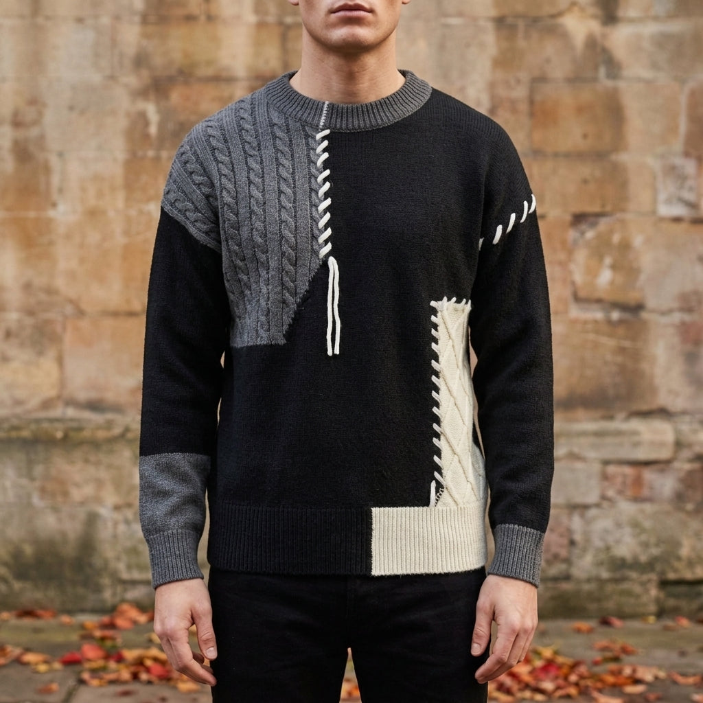 Women's Patchwork Sweater Noirion - 
Fashinoza