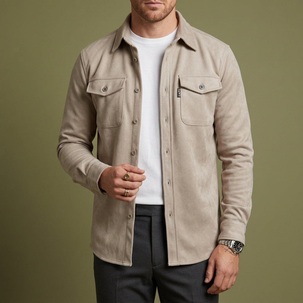 Men's Long Sleeve Button Up Overshirt - 
Fashinoza