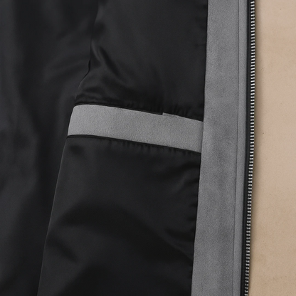 Men's Gray Suede Jacket Minimalist Winter Coat