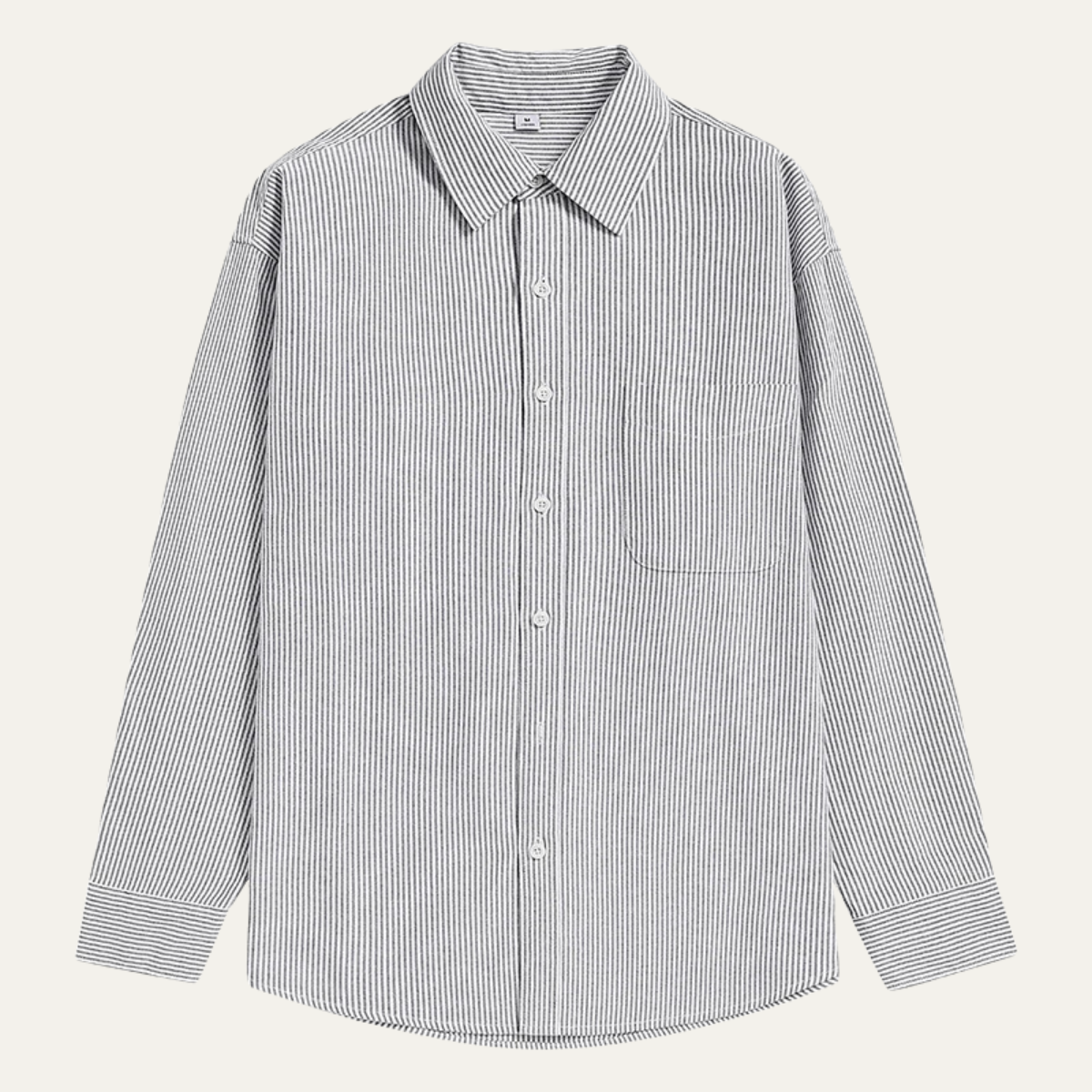 Men's Striped Dress Shirt Classic Collar Pocket Cotton Blue