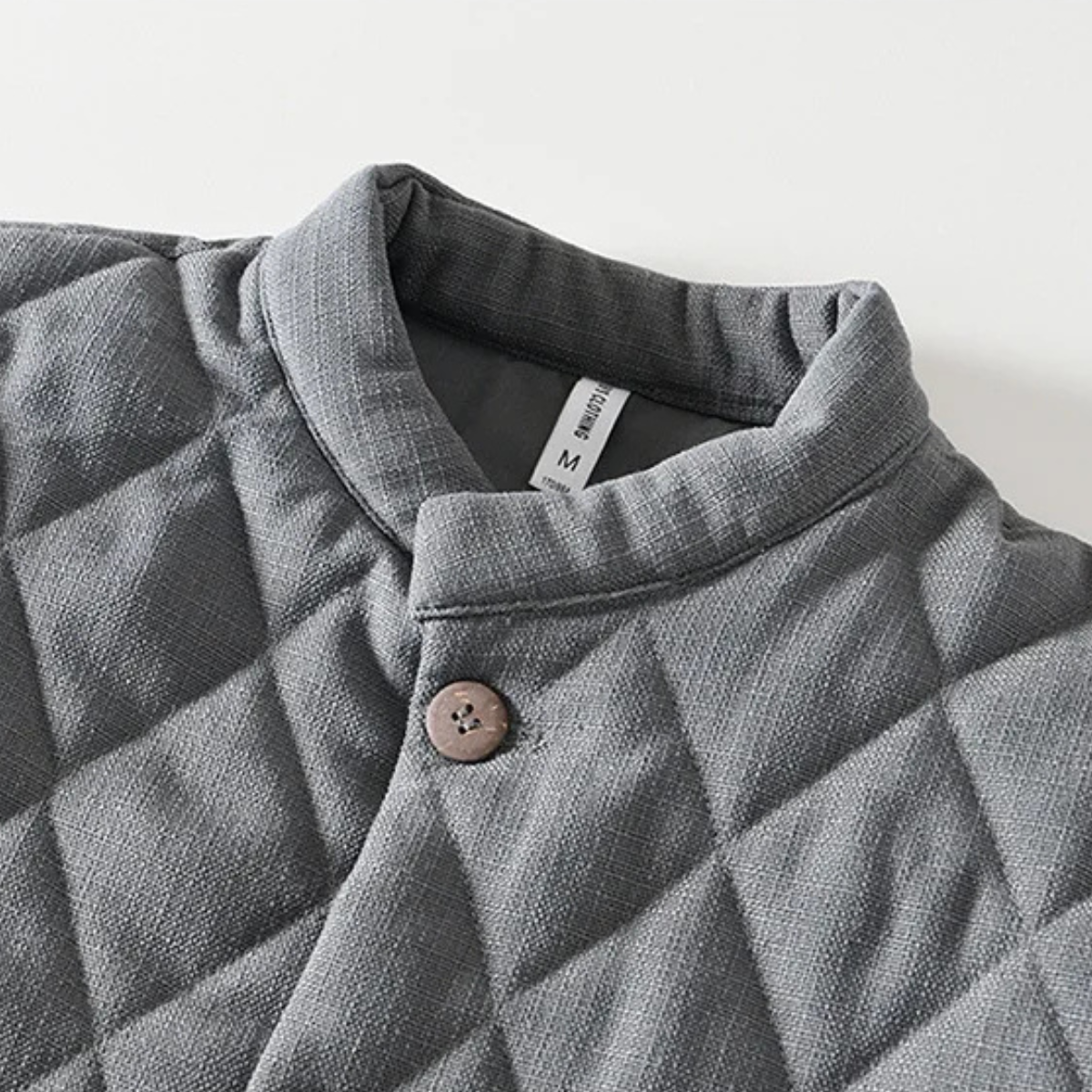 Men's Quilted Padded Jacket Stand Collar Vintage Style