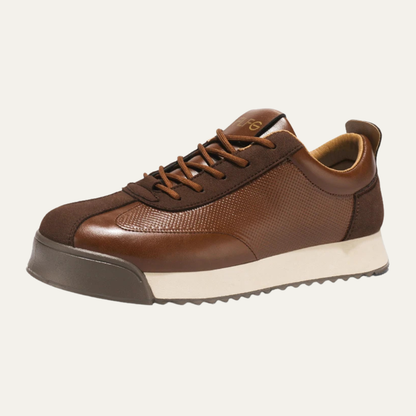 Men's Leather Lace Up Casual Shoes Brown - Fashinoza