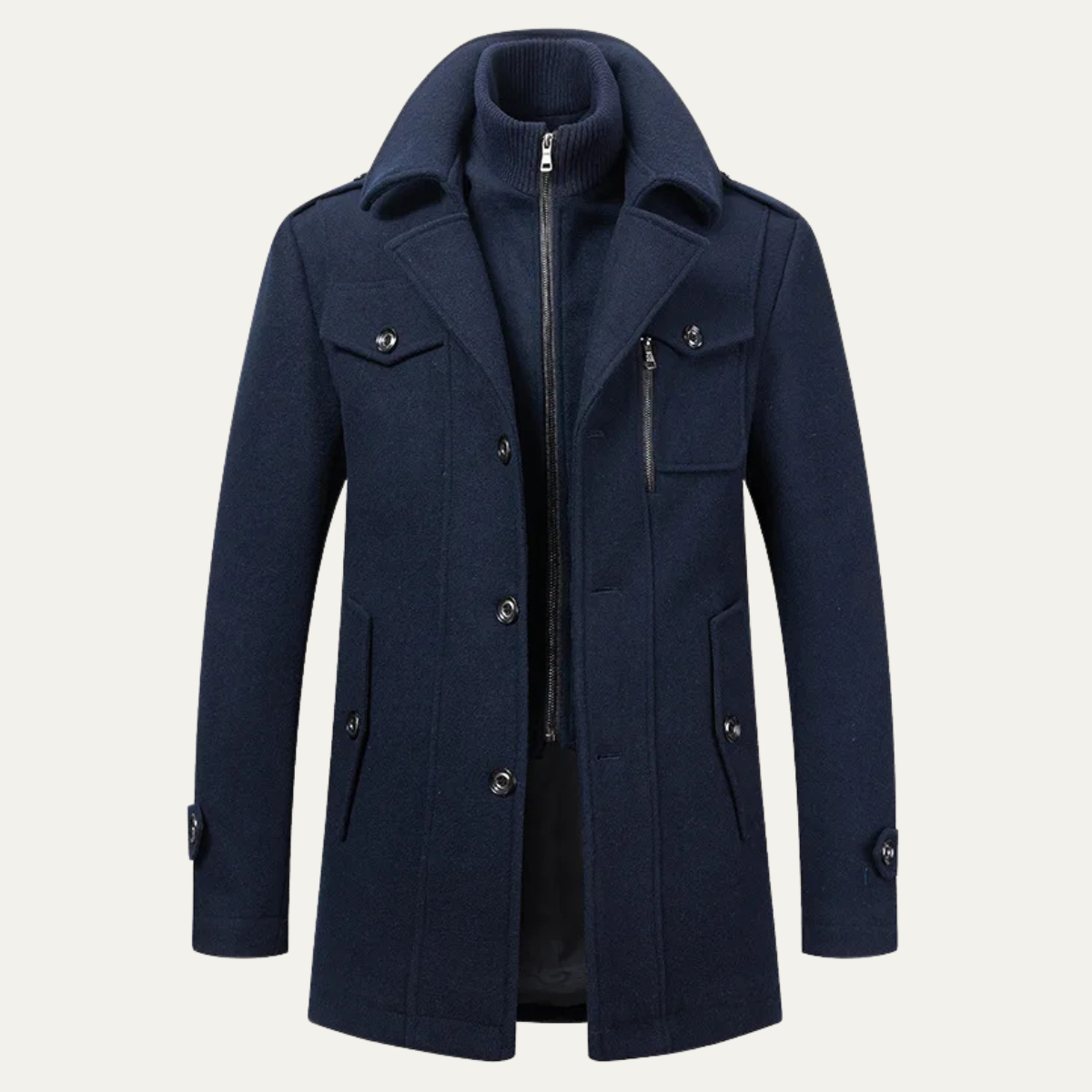 Kensington Men's Wool Trench Coat Double Collar - Fashinoza