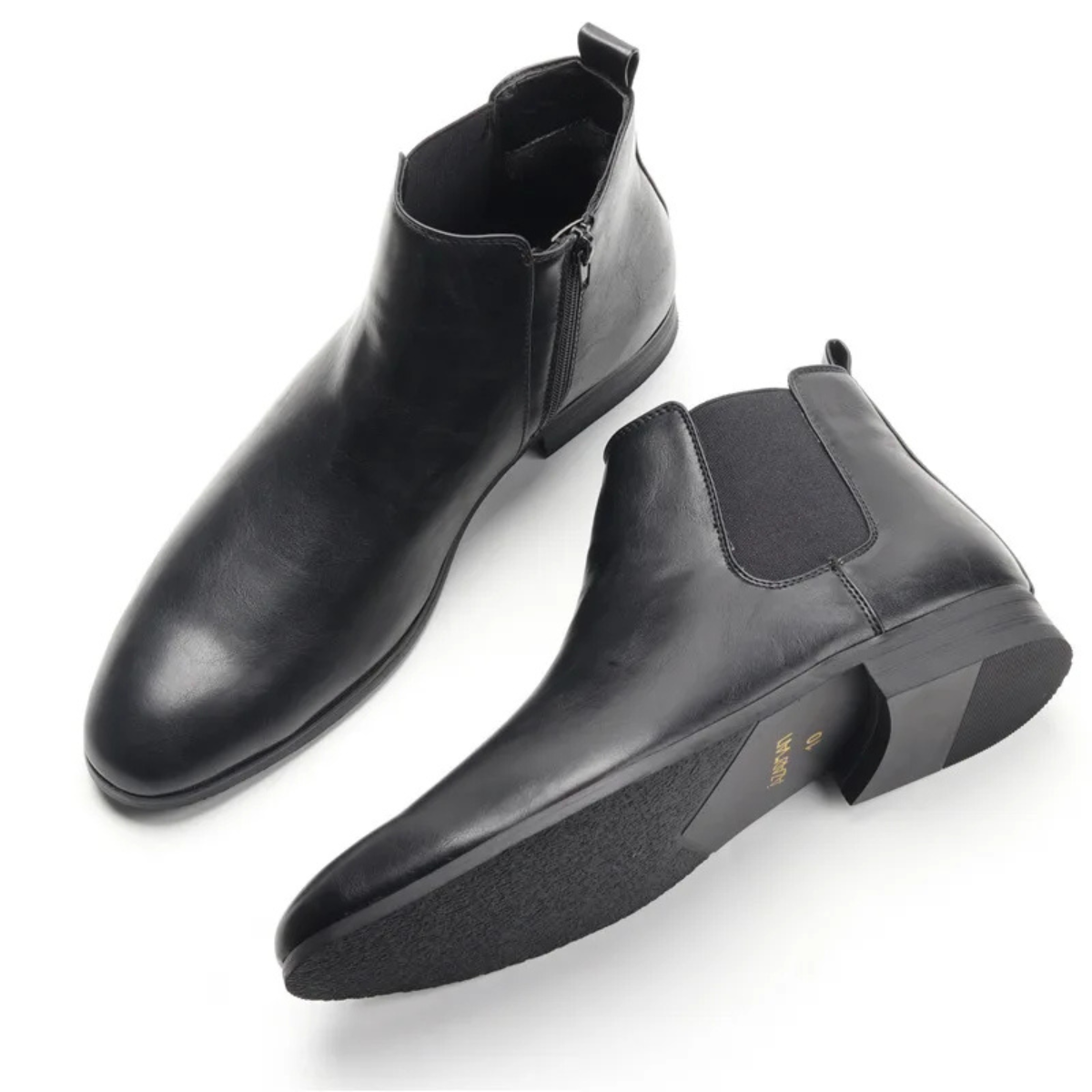 Men's Leather Chelsea Ankle Boots Elastic Sides