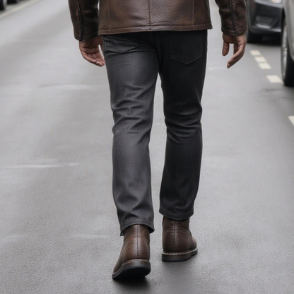 Men's Ankle Boots Brown Leather Vintage Style