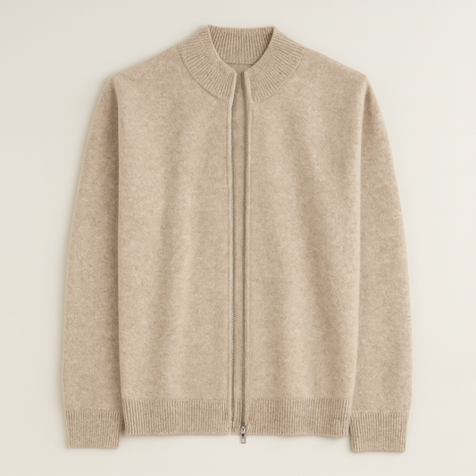 Men's Merino Mock Neck Zip Cardigan - Fashinoza