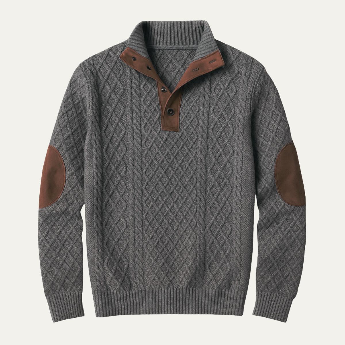 Men's Patterned Fleece Sweater Suede Elbow Patches - Fashinoza