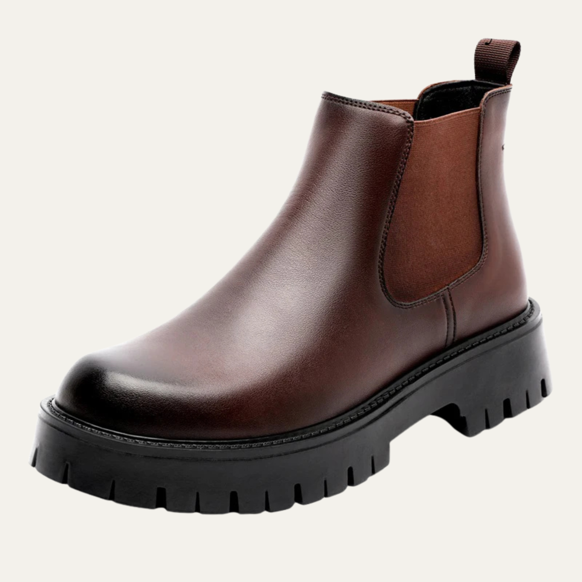 Men's Leather Chelsea Boots Ankle High Platform Brown - Fashinoza