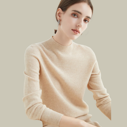 Emma | Women’s Blush Minimal Mock Neck Pullover
