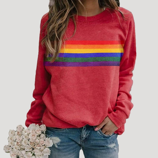 Hannah | Women’s Spring Rainbow Stripe Long Sleeve Top