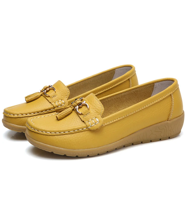 Women's Leather Cut-Out Ballet Flats
