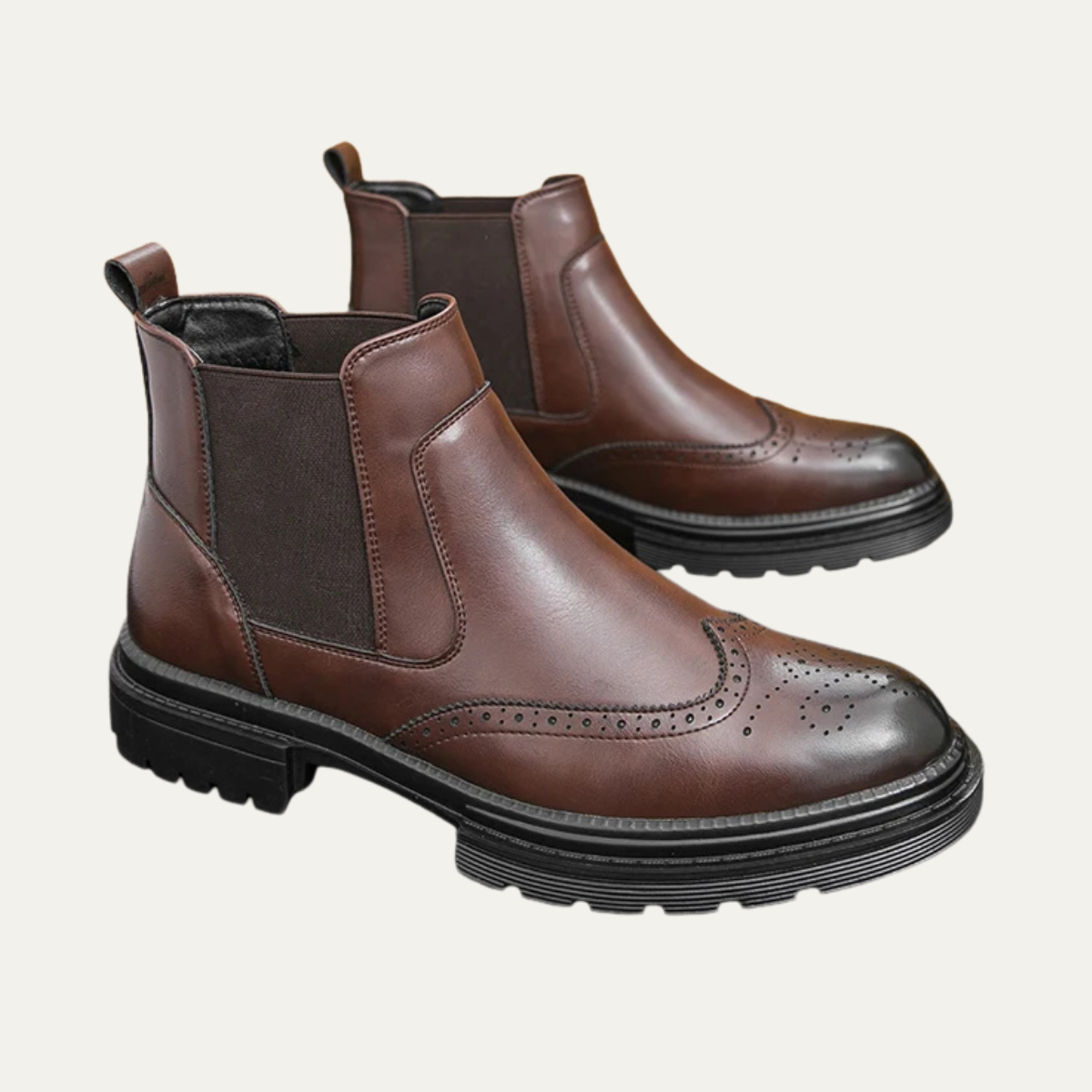 Men's Leather Chelsea Boots Anti Slip Sole Brown - Fashinoza