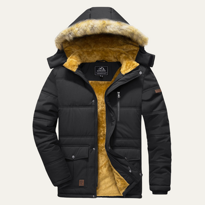 Men's Winter Parka Jacket Detachable Hood - Fashinoza