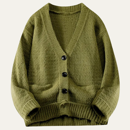 Men's V Neck Cardigan Casual Knit