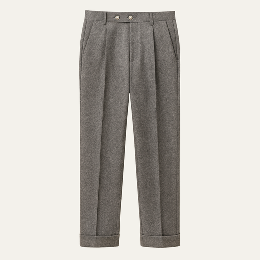 Men's Wool Slim Fit Dress Pants High Waisted - Fashinoza