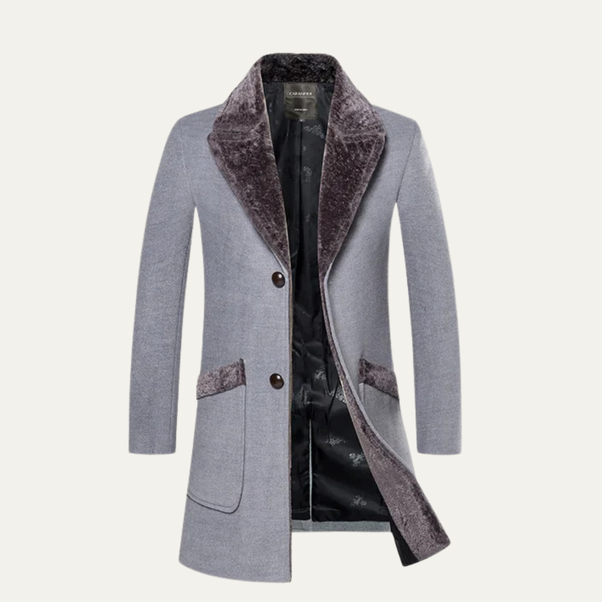 Men's Winter Slim Fit Long Jacket Fur Lapel - Fashinoza