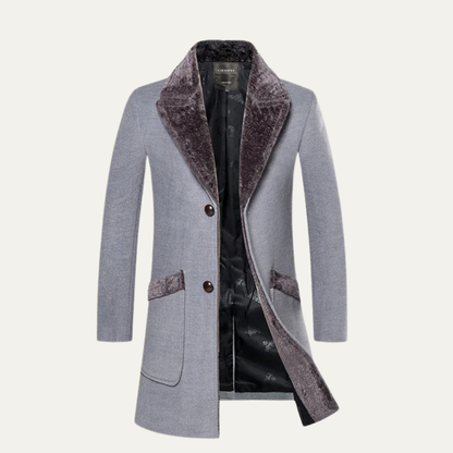 Men's Winter Slim Fit Long Jacket Fur Lapel - Fashinoza
