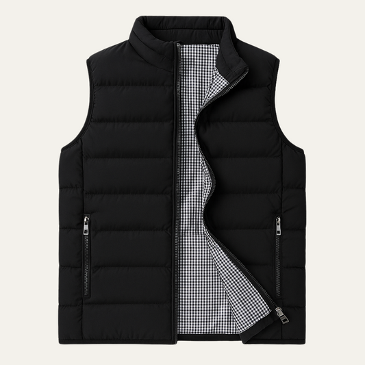 Men's Puffer Vest Quilted Black - Fashinoza
