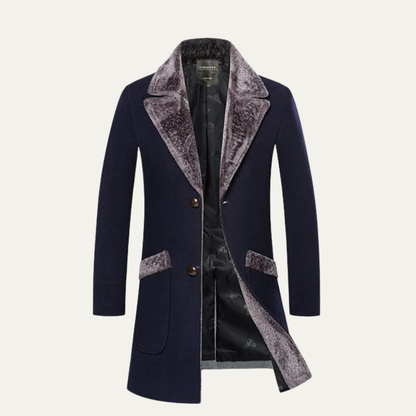 Men's Winter Slim Fit Long Jacket Fur Lapel