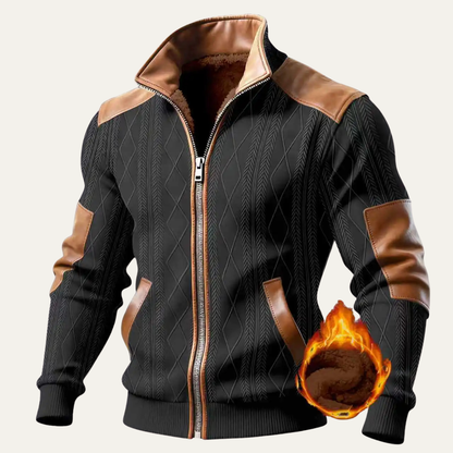 Men's Knitted Fleece Lined Zip Up Sweater
