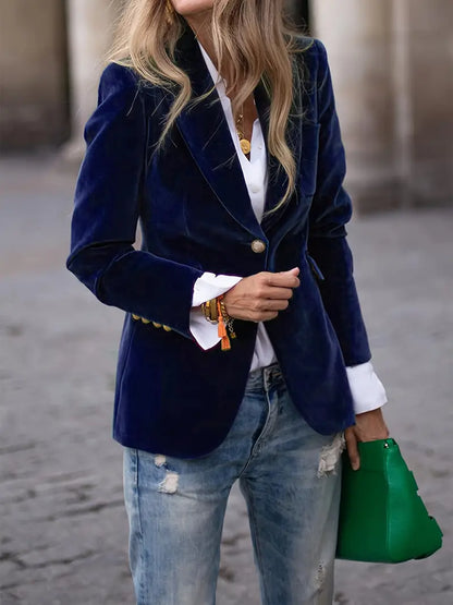 Women's Single Button Blazer Notched Lapel