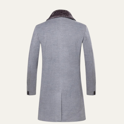 Men's Winter Slim Fit Long Jacket Fur Lapel