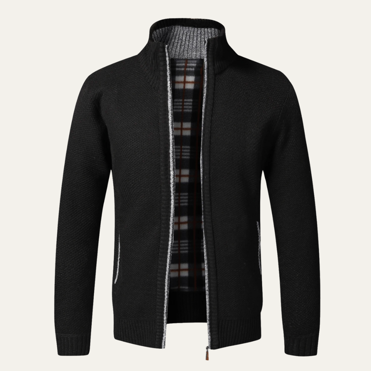 Men's Knitted Zip Up Cardigan - Fashinoza