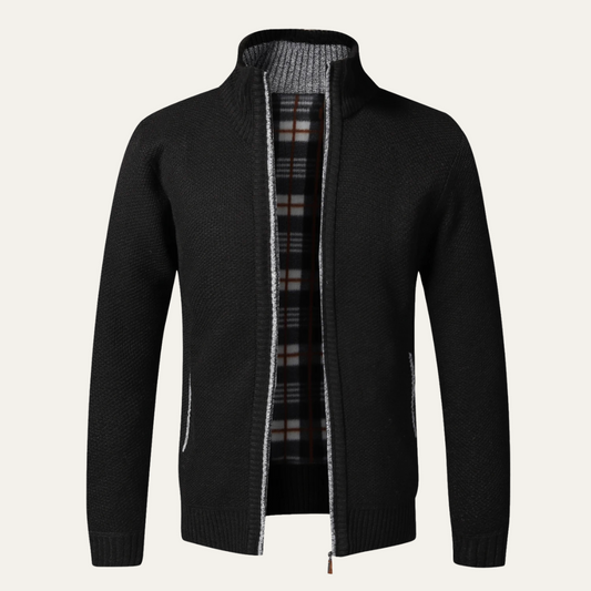 Men's Knitted Zip Up Cardigan - Fashinoza