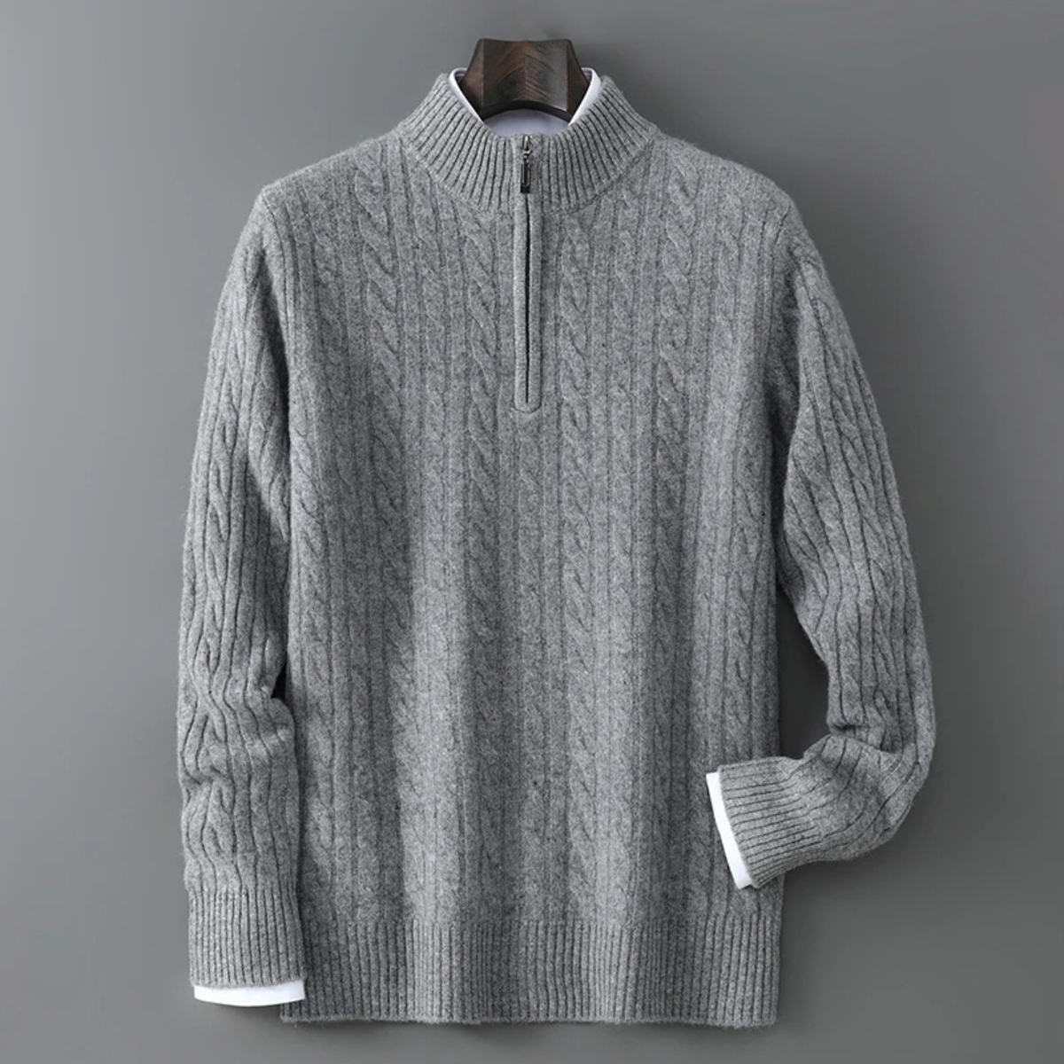 Men's Mock Neck Half Zip Sweater Warm Knit Winter
